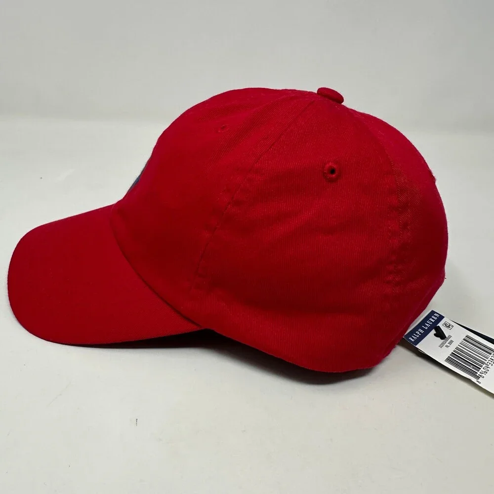 Polo Ralph Lauren Hat Kids Adjustable Red Cotton Signature Pony Cap